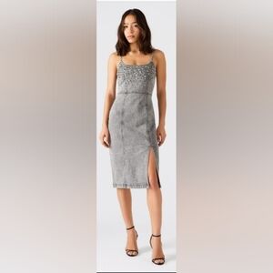 Steve Madden Gray Studded Denim Dress Size 4 ,Nwt
